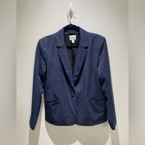 Nine West Women's Blazer Blue Pockets Casual Work Size L - Picture 2 of 11